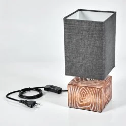 Hofstein Francillon Tischleuchte Chrom, Braun, Holzoptik, 1-flammig -Günstiges Tischlampen Geschäft francillon tischleuchte h3616000 4