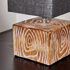 Hofstein Francillon Tischleuchte Chrom, Braun, Holzoptik, 1-flammig -Günstiges Tischlampen Geschäft francillon tischleuchte h3616000 5