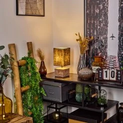 Hofstein Francillon Tischleuchte Chrom, Braun, Holzoptik, 1-flammig -Günstiges Tischlampen Geschäft francillon tischleuchte h3616000 6