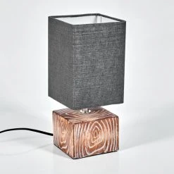 Hofstein Francillon Tischleuchte Chrom, Braun, Holzoptik, 1-flammig -Günstiges Tischlampen Geschäft francillon tischleuchte h3616000 7