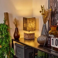 Hofstein Francillon Tischleuchte Chrom, Braun, Holzoptik, 1-flammig -Günstiges Tischlampen Geschäft francillon tischleuchte h3616000 8