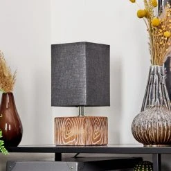 Hofstein Francillon Tischleuchte Chrom, Braun, Holzoptik, 1-flammig -Günstiges Tischlampen Geschäft francillon tischleuchte h3616000 9