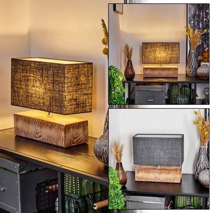 Hofstein Francillon Tischleuchte Chrom, Braun, Holzoptik, 1-flammig 3 Hofstein Francillon Tischleuchte Chrom, Braun, Holzoptik, 1-flammig