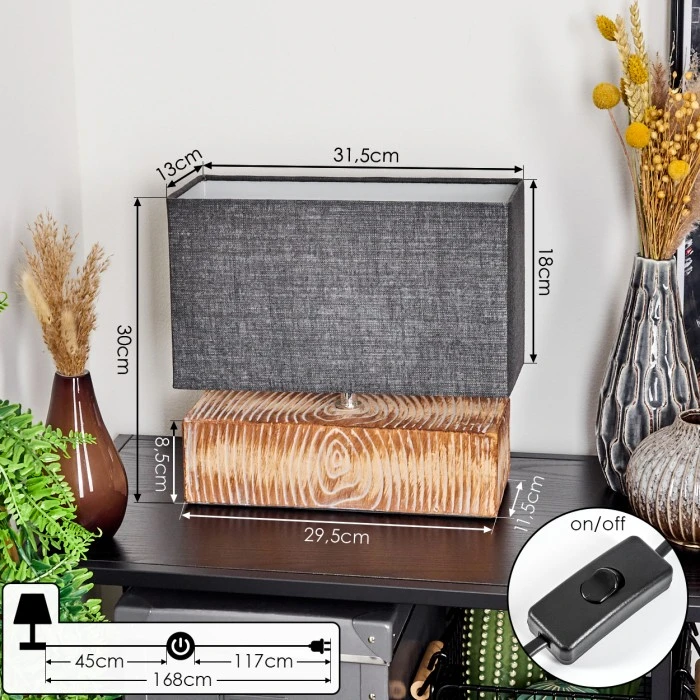 Hofstein Francillon Tischleuchte Chrom, Braun, Holzoptik, 1-flammig 6 Hofstein Francillon Tischleuchte Chrom, Braun, Holzoptik, 1-flammig – Bild 4