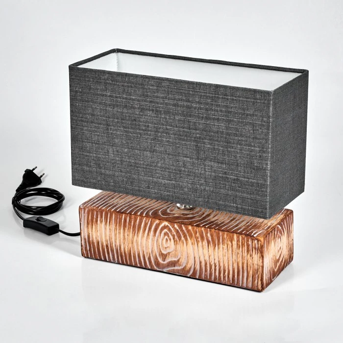 Hofstein Francillon Tischleuchte Chrom, Braun, Holzoptik, 1-flammig 7 Hofstein Francillon Tischleuchte Chrom, Braun, Holzoptik, 1-flammig – Bild 5