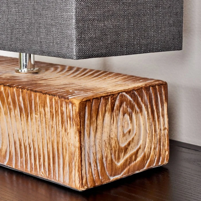 Hofstein Francillon Tischleuchte Chrom, Braun, Holzoptik, 1-flammig 8 Hofstein Francillon Tischleuchte Chrom, Braun, Holzoptik, 1-flammig – Bild 6