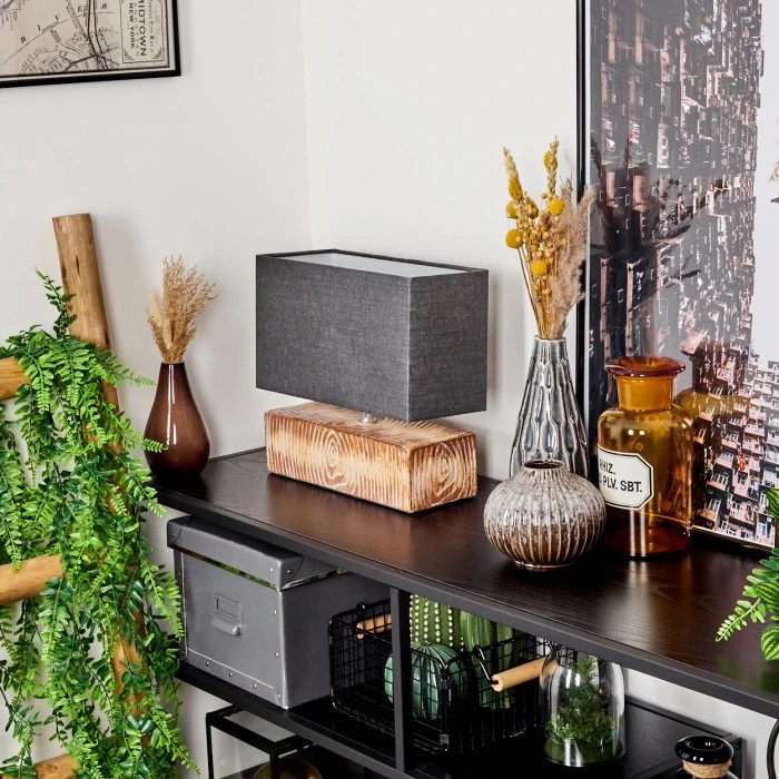 Hofstein Francillon Tischleuchte Chrom, Braun, Holzoptik, 1-flammig 12 Hofstein Francillon Tischleuchte Chrom, Braun, Holzoptik, 1-flammig – Bild 10