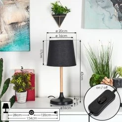 Hofstein Frecheiro Tischleuchte Schwarz, Naturfarben, 1-flammig -Günstiges Tischlampen Geschäft frecheiro tischleuchte h3600269 3