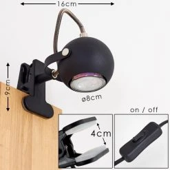 Hofstein Gadmen Klemmleuchte Chrom, Schwarz, 1-flammig -Günstiges Tischlampen Geschäft gadmen klemmleuchte h3362792 1