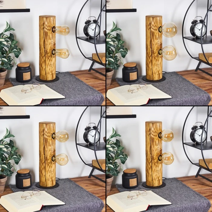 Hofstein Garrata Tischleuchte Schwarz, Naturfarben, 2-flammig 4 Hofstein Garrata Tischleuchte Schwarz, Naturfarben, 2-flammig – Bild 2