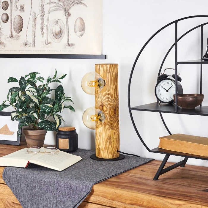 Hofstein Garrata Tischleuchte Schwarz, Naturfarben, 2-flammig 14 Hofstein Garrata Tischleuchte Schwarz, Naturfarben, 2-flammig – Bild 12