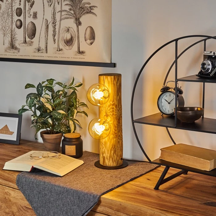 Hofstein Garrata Tischleuchte Schwarz, Naturfarben, 2-flammig 9 Hofstein Garrata Tischleuchte Schwarz, Naturfarben, 2-flammig – Bild 7