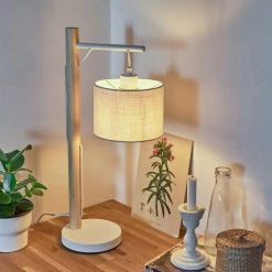 Hofstein Geelong Tischleuchte Weiß, Holz hell, 1-flammig -Günstiges Tischlampen Geschäft geelong tischleuchte h3326954 2