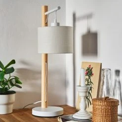 Hofstein Geelong Tischleuchte Weiß, Holz hell, 1-flammig -Günstiges Tischlampen Geschäft geelong tischleuchte h3326954 3