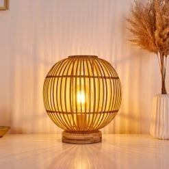 Hofstein Geubus Tischleuchte Hellbraun, 1-flammig -Günstiges Tischlampen Geschäft geubus tischleuchte h3378502 2