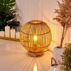 Hofstein Geubus Tischleuchte Hellbraun, 1-flammig -Günstiges Tischlampen Geschäft geubus tischleuchte h3378502 3