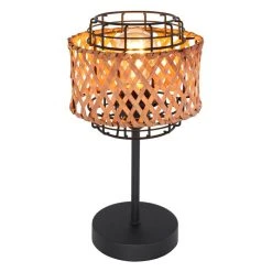 Globo GINA Tischleuchte Schwarz, Holz dunkel, 1-flammig