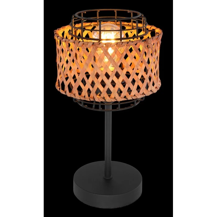 Globo GINA Tischleuchte Schwarz, Holz dunkel, 1-flammig 7 Globo GINA Tischleuchte Schwarz, Holz dunkel, 1-flammig – Bild 5