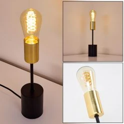 Hofstein Gnarp Tischleuchte Schwarz, Gold, 1-flammig