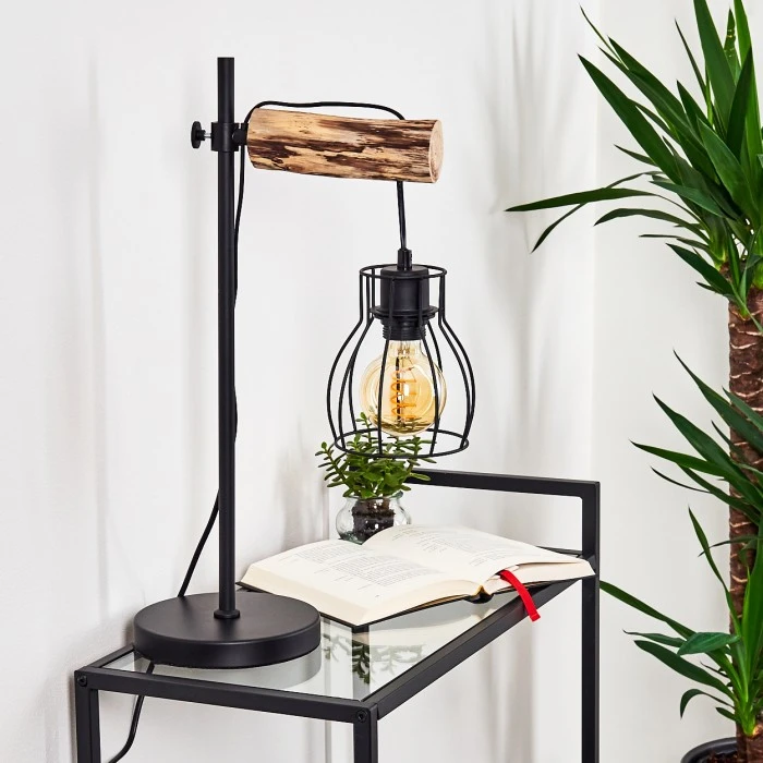 Hofstein Gondo Tischleuchte Schwarz, Holz hell, 1-flammig 11 Hofstein Gondo Tischleuchte Schwarz, Holz hell, 1-flammig – Bild 9