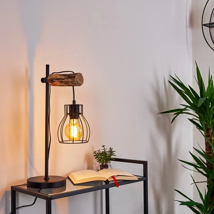 Hofstein Gondo Tischleuchte Schwarz, Holz hell, 1-flammig 12 Hofstein Gondo Tischleuchte Schwarz, Holz hell, 1-flammig – Bild 10