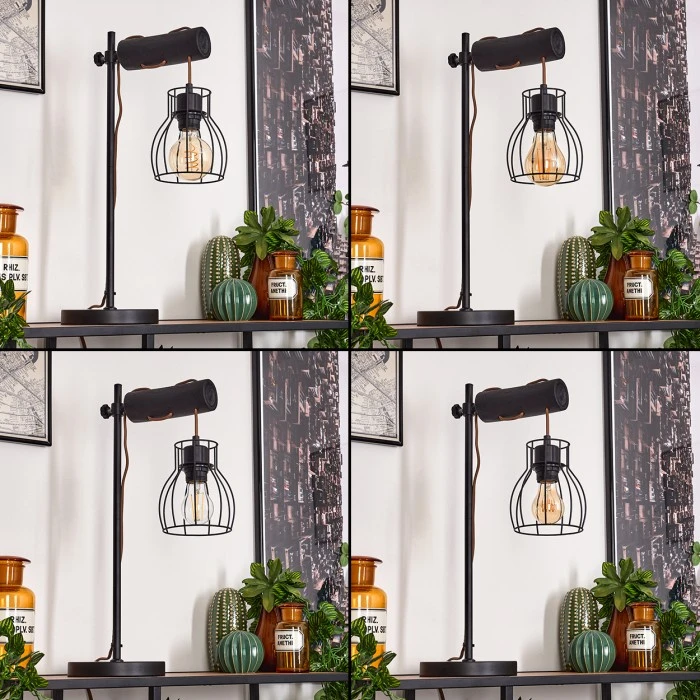 Hofstein Gondo Tischleuchte Schwarz, Braun, 1-flammig 4 Hofstein Gondo Tischleuchte Schwarz, Braun, 1-flammig – Bild 2