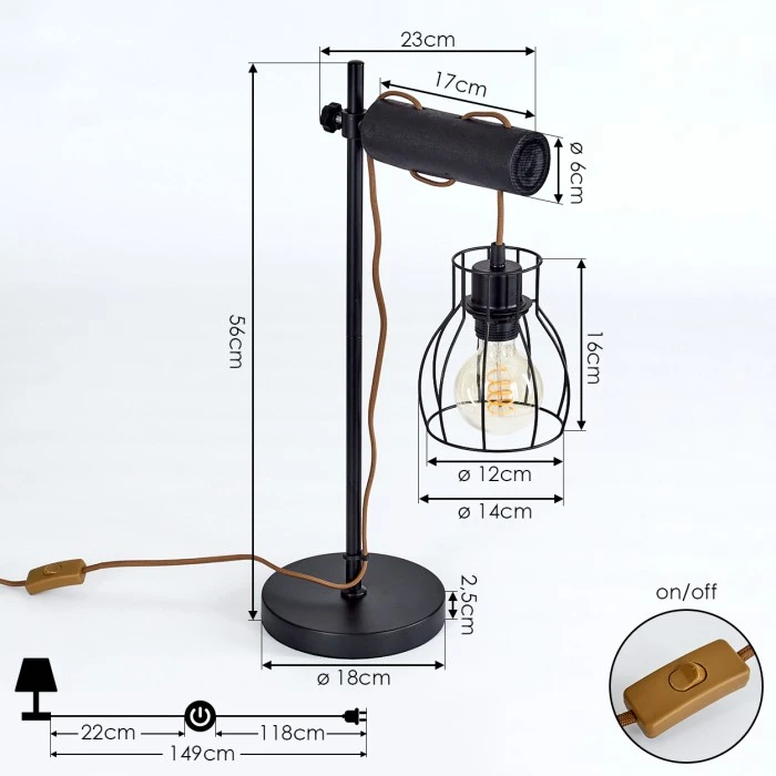 Hofstein Gondo Tischleuchte Schwarz, Braun, 1-flammig 6 Hofstein Gondo Tischleuchte Schwarz, Braun, 1-flammig – Bild 4