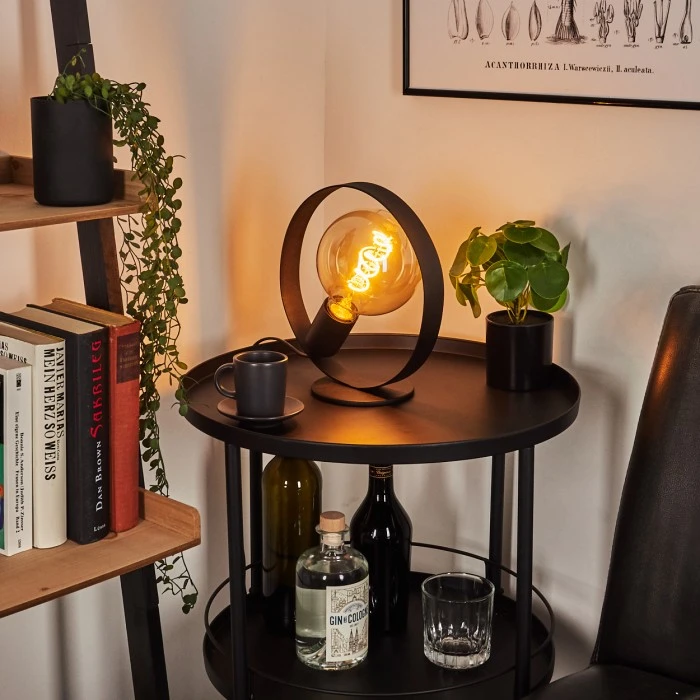 Hofstein Gourguel Tischleuchte Schwarz, 1-flammig 9 Hofstein Gourguel Tischleuchte Schwarz, 1-flammig – Bild 7