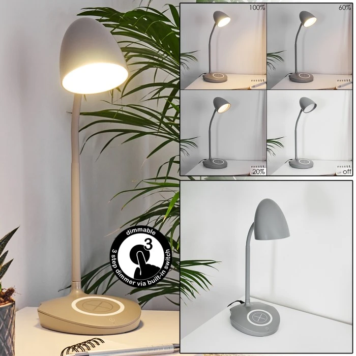 Hofstein Grenoble Tischleuchte LED Grau, 1-flammig 3 Hofstein Grenoble Tischleuchte LED Grau, 1-flammig