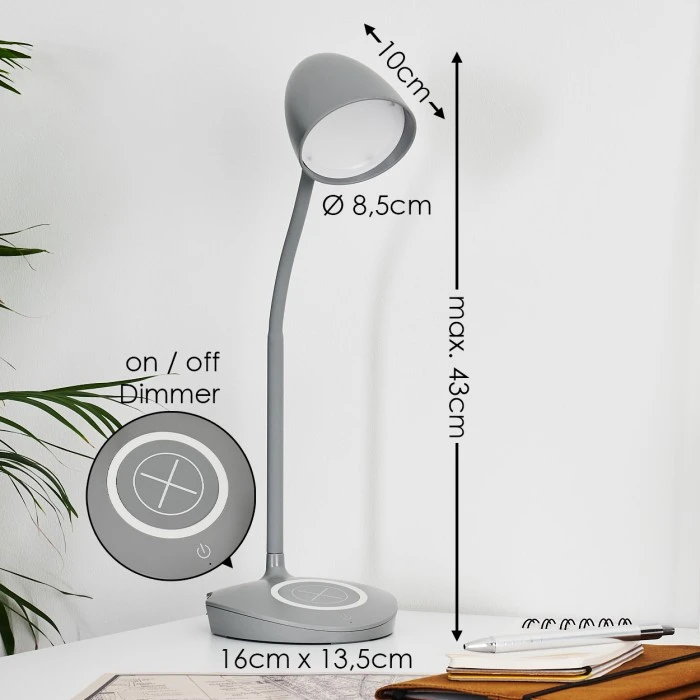 Hofstein Grenoble Tischleuchte LED Grau, 1-flammig 4 Hofstein Grenoble Tischleuchte LED Grau, 1-flammig – Bild 2