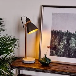 Hofstein Guinzo Tischleuchte Grau, Kupferfarben, 1-flammig