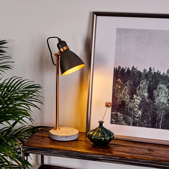 Hofstein Guinzo Tischleuchte Grau, Kupferfarben, 1-flammig 3 Hofstein Guinzo Tischleuchte Grau, Kupferfarben, 1-flammig