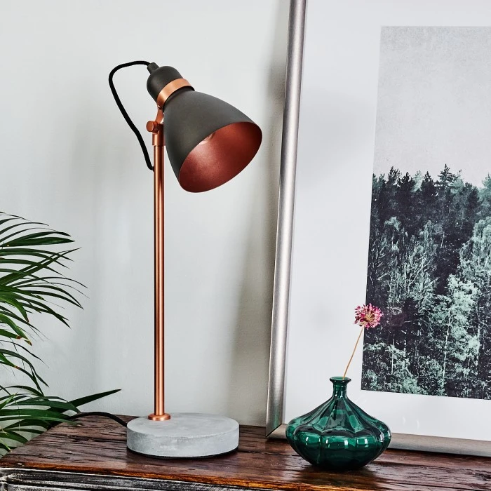 Hofstein Guinzo Tischleuchte Grau, Kupferfarben, 1-flammig 4 Hofstein Guinzo Tischleuchte Grau, Kupferfarben, 1-flammig – Bild 2