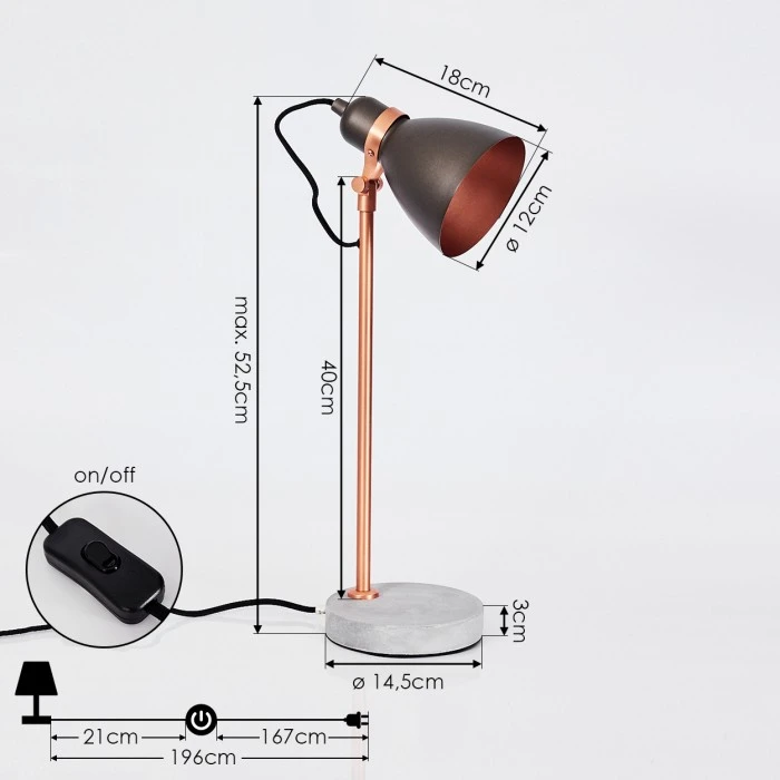 Hofstein Guinzo Tischleuchte Grau, Kupferfarben, 1-flammig 6 Hofstein Guinzo Tischleuchte Grau, Kupferfarben, 1-flammig – Bild 4
