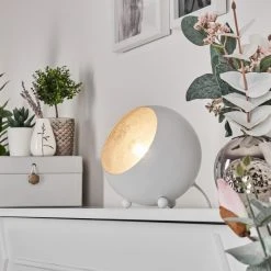 Hofstein Hajo Tischleuchte Silber, Weiß, 1-flammig