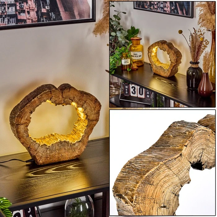 Hofstein Hasteboda Tischleuchte LED Braun, Holzoptik, 1-flammig 3 Hofstein Hasteboda Tischleuchte LED Braun, Holzoptik, 1-flammig