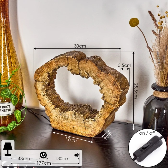 Hofstein Hasteboda Tischleuchte LED Braun, Holzoptik, 1-flammig 6 Hofstein Hasteboda Tischleuchte LED Braun, Holzoptik, 1-flammig – Bild 4