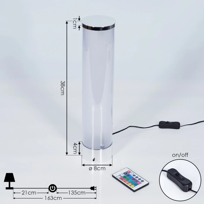 Hofstein Hatara Tischleuchte LED Chrom, 1-flammig, Fernbedienung, Farbwechsler 6 Hofstein Hatara Tischleuchte LED Chrom, 1-flammig, Fernbedienung, Farbwechsler – Bild 4