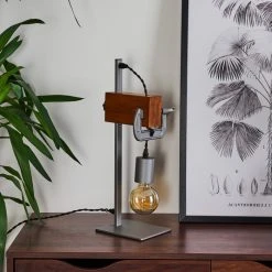 Hofstein Hautahi Tischleuchte Grau, Holz dunkel, 1-flammig -Günstiges Tischlampen Geschäft hautahi tischleuchte h3401859 9