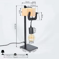 Hofstein Hautahi Tischleuchte Schwarz, Holz hell, 1-flammig -Günstiges Tischlampen Geschäft hautahi tischleuchte h3401873 3