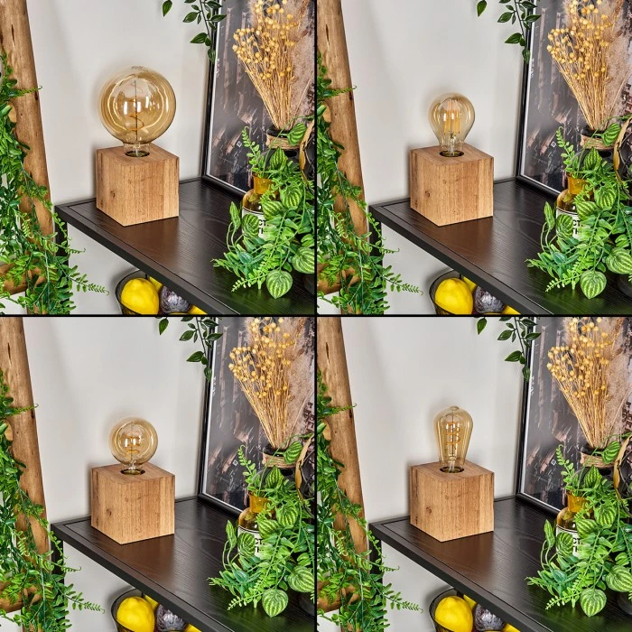 Hofstein Heimola Tischleuchte Braun, Holzoptik, 1-flammig 4 Hofstein Heimola Tischleuchte Braun, Holzoptik, 1-flammig – Bild 2