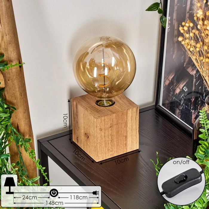 Hofstein Heimola Tischleuchte Braun, Holzoptik, 1-flammig 6 Hofstein Heimola Tischleuchte Braun, Holzoptik, 1-flammig – Bild 4