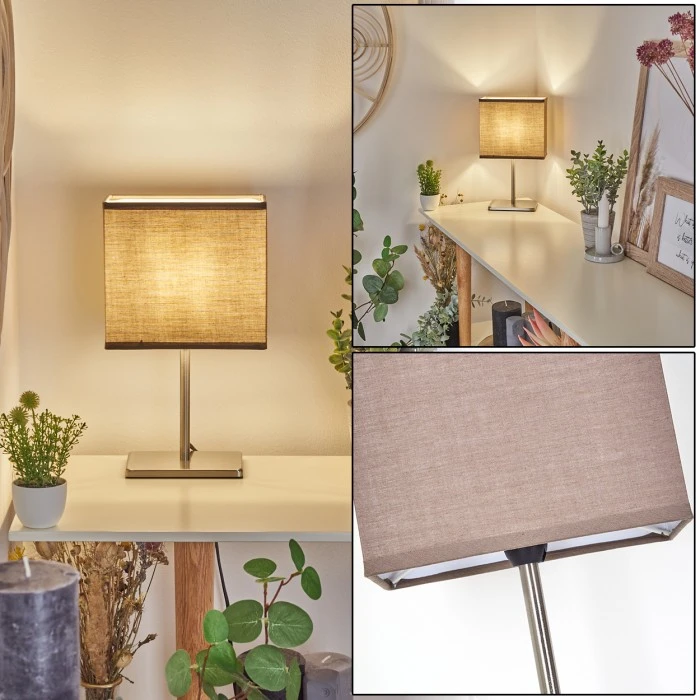 Hofstein Heinikka Tischleuchte Nickel-Matt, 1-flammig 3 Hofstein Heinikka Tischleuchte Nickel-Matt, 1-flammig