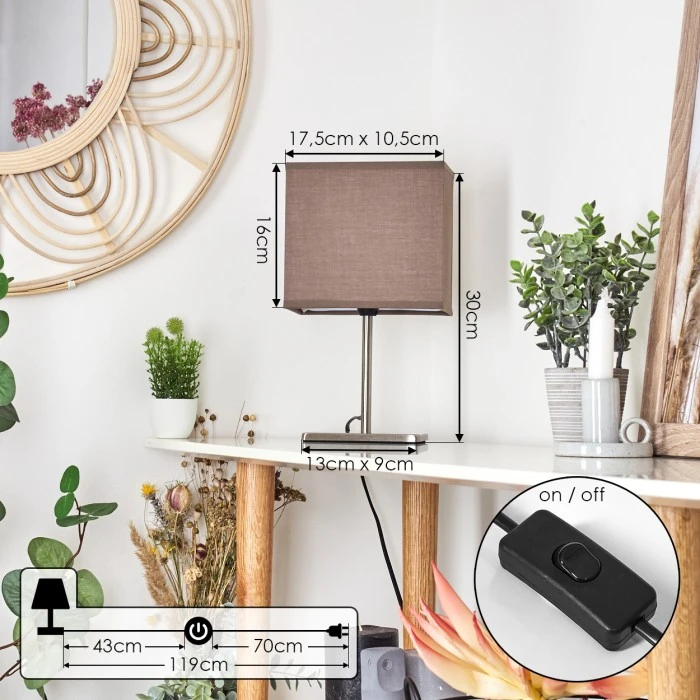 Hofstein Heinikka Tischleuchte Nickel-Matt, 1-flammig 6 Hofstein Heinikka Tischleuchte Nickel-Matt, 1-flammig – Bild 4