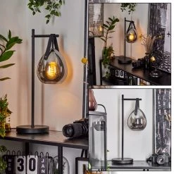 Hofstein Hocker Tischleuchte Schwarz, 1-flammig