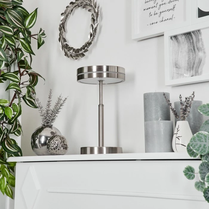 Hofstein Huallilemu Tischleuchte LED Nickel-Matt, 1-flammig 14 Hofstein Huallilemu Tischleuchte LED Nickel-Matt, 1-flammig – Bild 12