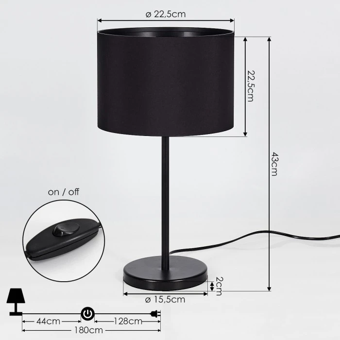 Hofstein Huarate Tischleuchte Schwarz, 1-flammig 6 Hofstein Huarate Tischleuchte Schwarz, 1-flammig – Bild 4