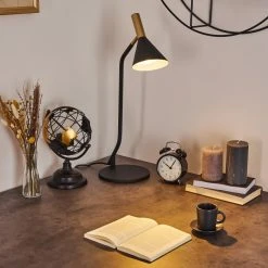 Hofstein Hybla Tischleuchte Schwarz, Gold, 1-flammig