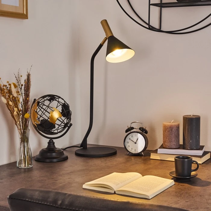 Hofstein Hybla Tischleuchte Schwarz, Gold, 1-flammig 14 Hofstein Hybla Tischleuchte Schwarz, Gold, 1-flammig – Bild 12