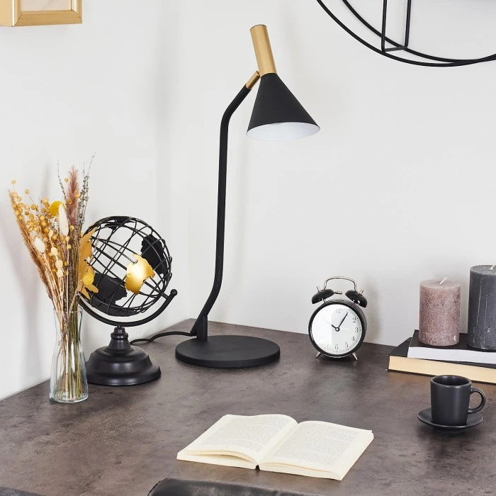 Hofstein Hybla Tischleuchte Schwarz, Gold, 1-flammig 16 Hofstein Hybla Tischleuchte Schwarz, Gold, 1-flammig – Bild 14